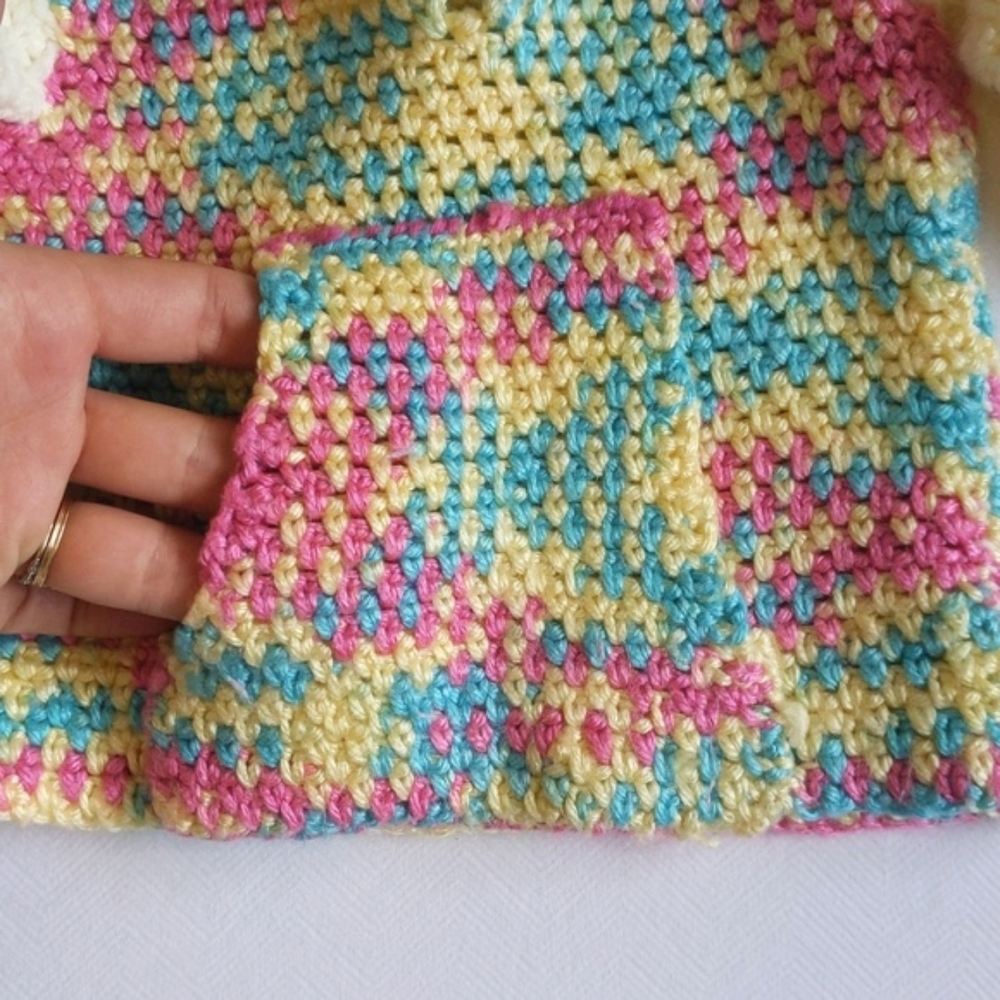 handmade multicolor knit boho hoodie sweater 3-6 months baby girl - Picture 5 of 9